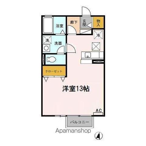 リビングタウン乙田 E棟(ワンルーム/1階)の間取り写真