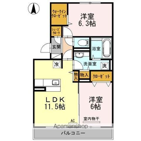 メゾンブランシュ(2LDK/3階)の間取り写真