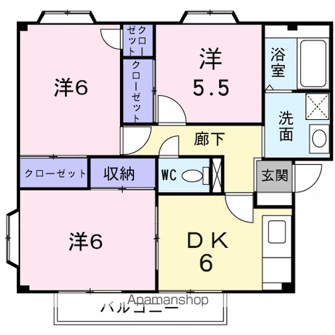プランタン小島A(3DK/2階)の間取り写真