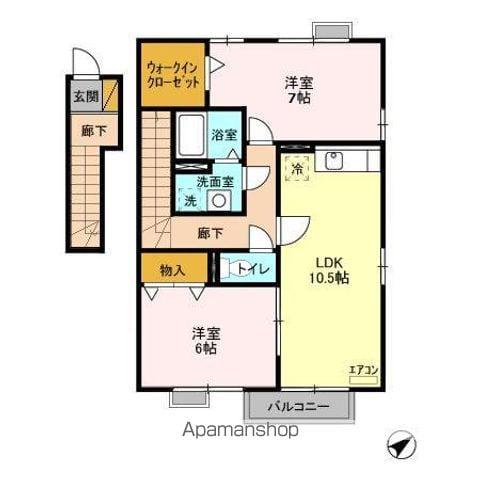 シャルマンおおたかの森(2LDK/2階)の間取り写真