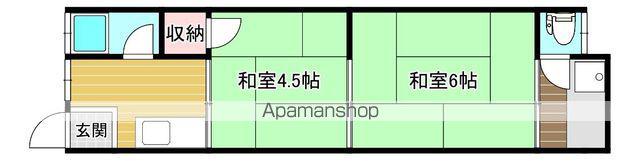近鉄京都線 富野荘駅 徒歩4分 1階建 築42年(2K/1階)の間取り写真