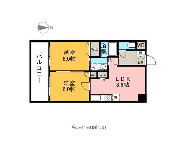 コンダクト福岡東(2DK/10階)の間取り写真