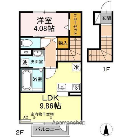 フルハウス(1LDK/2階)の間取り写真