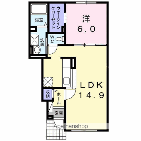 ルミエール(1LDK/1階)の間取り写真