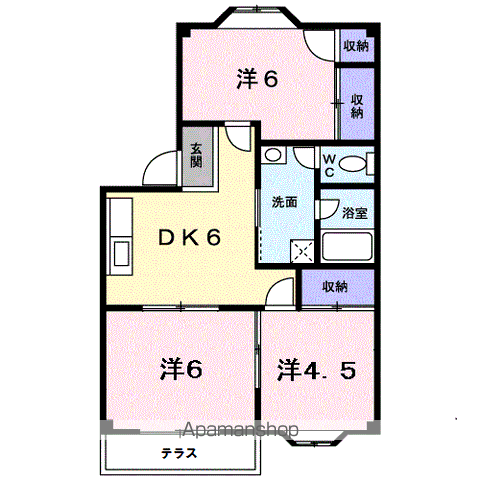 プラドールサンシャインB(3DK/1階)の間取り写真