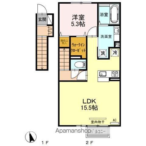 グランディール・メイ(1LDK/2階)の間取り写真