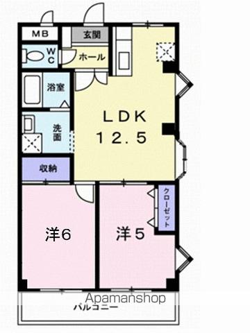 グランドマンション茶うす(2LDK/2階)の間取り写真