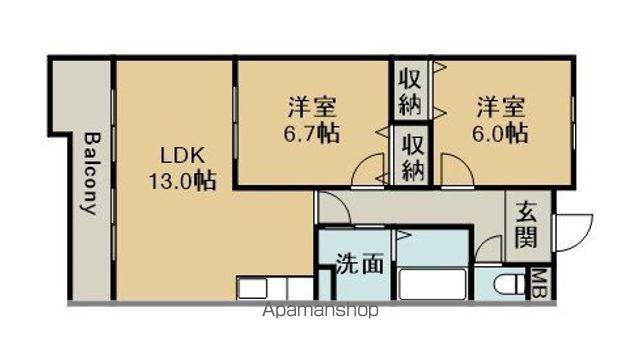 メゾン川口Ⅴ(2LDK/3階)の間取り写真
