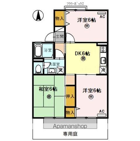 ピュアハイツ有本 Ⅰ(3DK/1階)の間取り写真