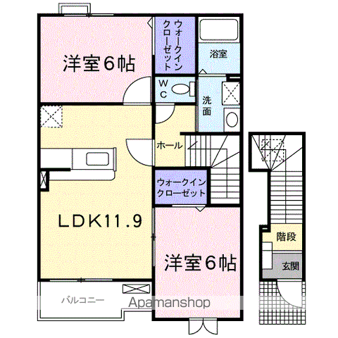 ヴィラージュ(2LDK/2階)の間取り写真
