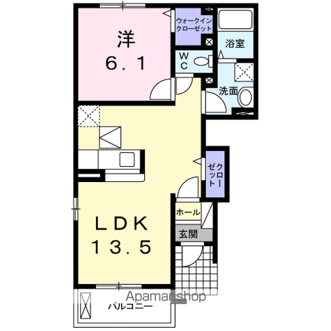 グレイスⅢ(1LDK/1階)の間取り写真