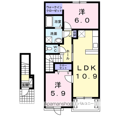 グリーンシトラス(2LDK/2階)の間取り写真