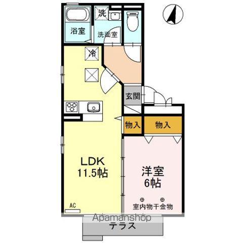 ハーベシアス A/B(1LDK/1階)の間取り写真