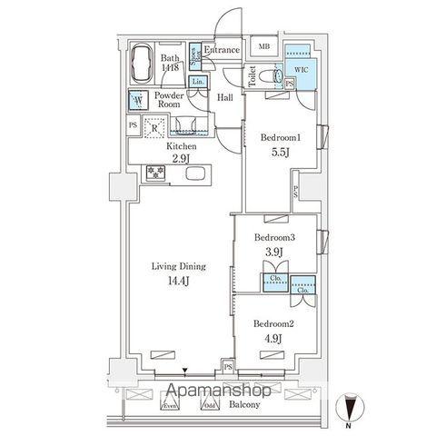 フロンティアレジデンス錦糸公園(3LDK/5階)の間取り写真