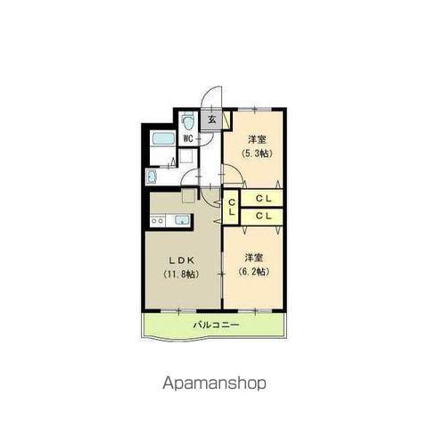 ヴェルジュ新飯田(2LDK/1階)の間取り写真
