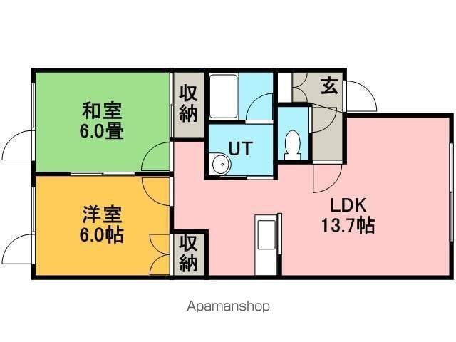 コーポウイング2(2LDK/3階)の間取り写真