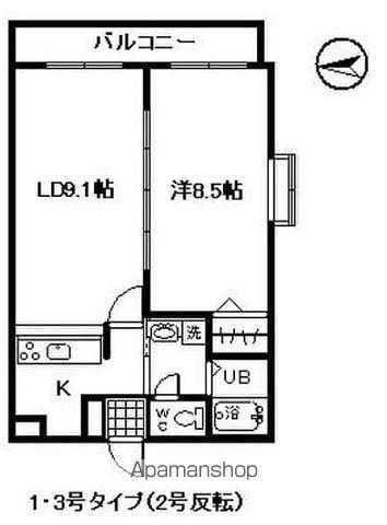 コリーヌ鷹子(1LDK/3階)の間取り写真