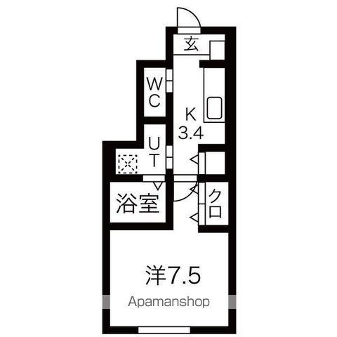 PRUNE(1K/1階)の間取り写真