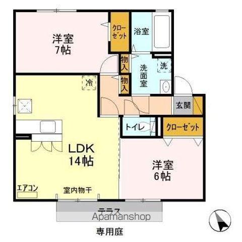 クロノスB(2LDK/1階)の間取り写真