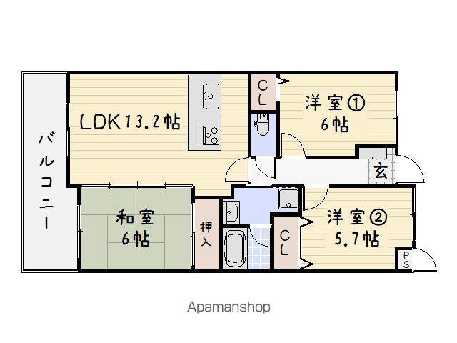 珪州館Ⅱ(3LDK/1階)の間取り写真