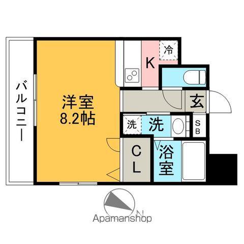 エンクレスト薬院(1K/6階)の間取り写真