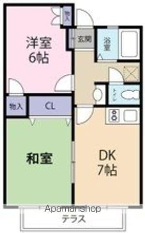 ハイツ白百合2(2DK/1階)の間取り写真