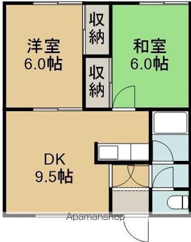コーポオトC(2LDK/1階)の間取り写真