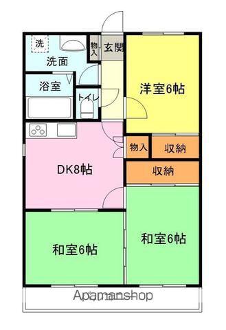 コーポ辻村Ⅱ(3DK/2階)の間取り写真