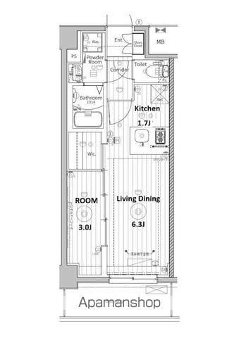 メイクスアート浄心(1LDK/7階)の間取り写真