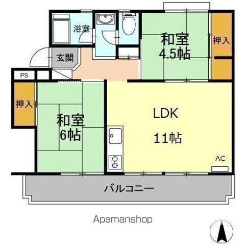 コーポ瀬尾(2LDK/2階)の間取り写真