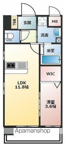 PROUDⅡ花畑(1LDK/3階)の間取り写真