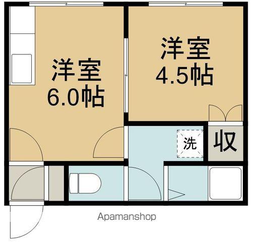 ピアパレス白鳥(1DK/2階)の間取り写真