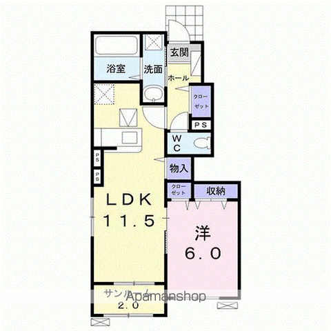 カーサベルデD(1LDK/1階)の間取り写真