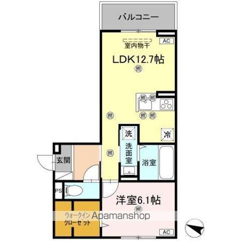 フィオーレガーデン北田宮 C(1LDK/2階)の間取り写真