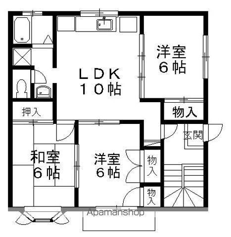 ファミール1(3LDK/2階)の間取り写真