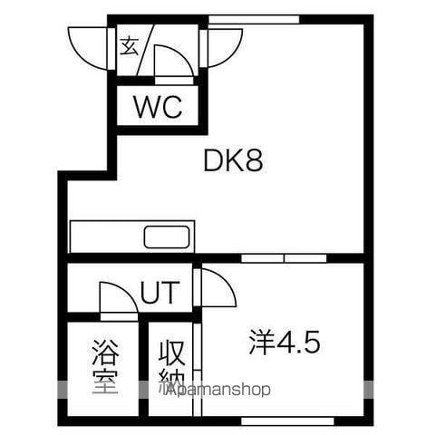 8・4サウンドビル(1LDK/2階)の間取り写真
