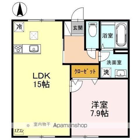 ビューラ南郷北棟(1LDK/1階)の間取り写真