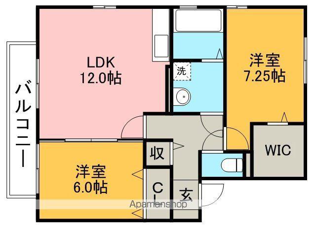 CASA RIVIERE(2LDK/2階)の間取り写真