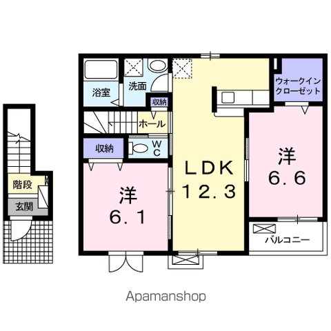 カーサ ディ ファーロ(2LDK/2階)の間取り写真