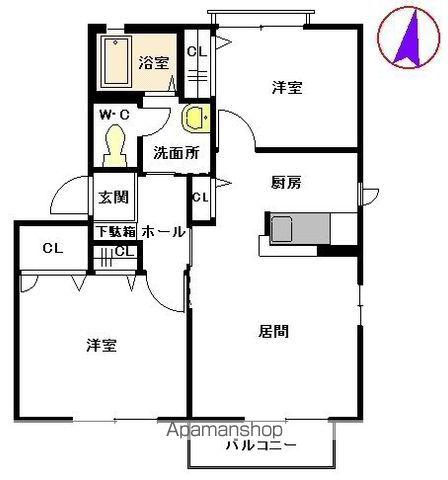 エクシードアネックス  B棟(2LDK/2階)の間取り写真