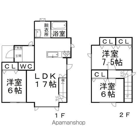 石北本線 北見駅 バス乗車時間：8分 西４号線バス停で下車 徒歩3分 2階建 築1年(3LDK)の間取り写真