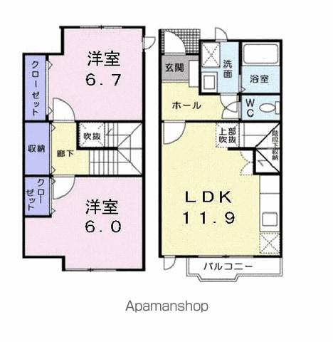 ロイヤルドリーム2(2LDK/1階)の間取り写真