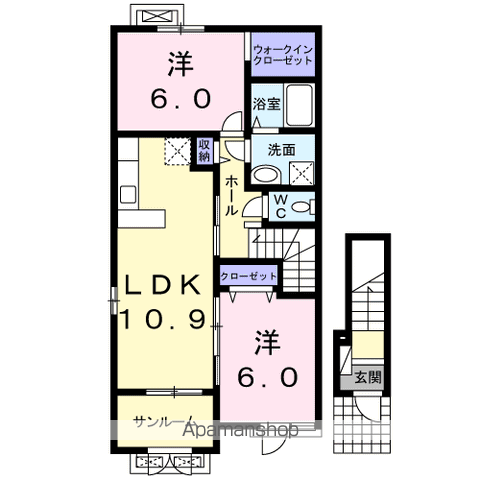 サニーレジデンス3(2LDK/2階)の間取り写真