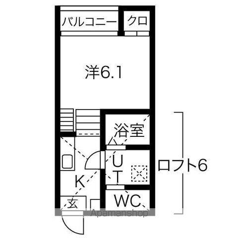 HALFLATS(1K/2階)の間取り写真