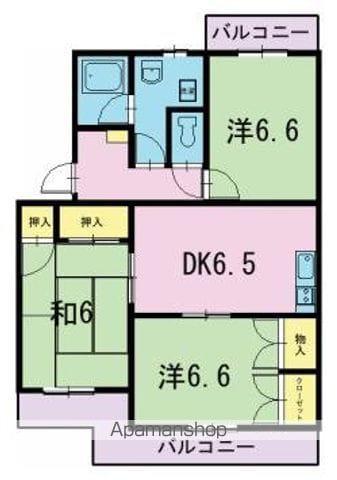 アヴェニールKF(3DK/2階)の間取り写真