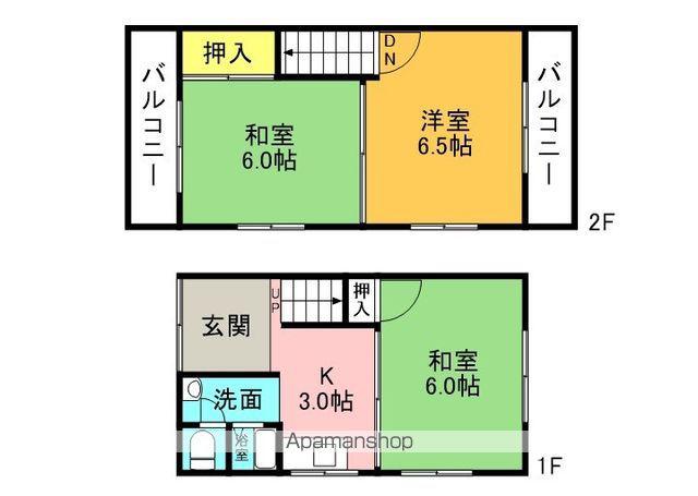 片町線 四条畷駅 徒歩16分 2階建 築57年(3K)の間取り写真