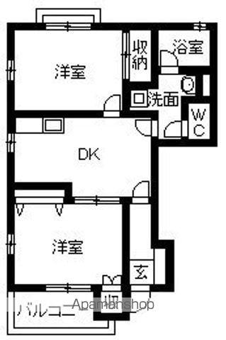 LIFE館ボナール(2DK/1階)の間取り写真