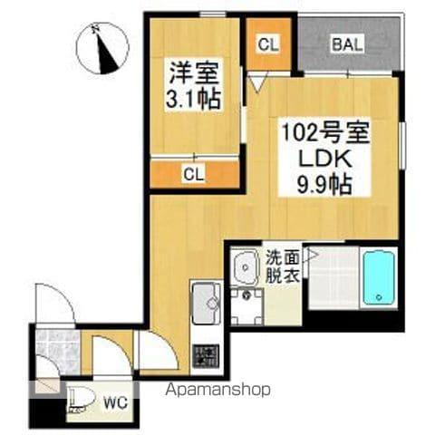 REGALEST上飯田西(1LDK/1階)の間取り写真