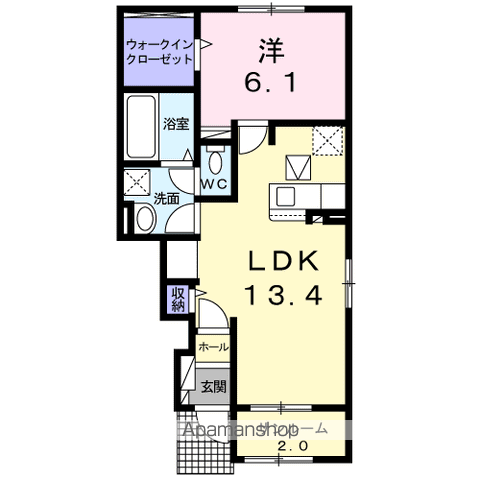BLOSSOM A(1LDK/1階)の間取り写真