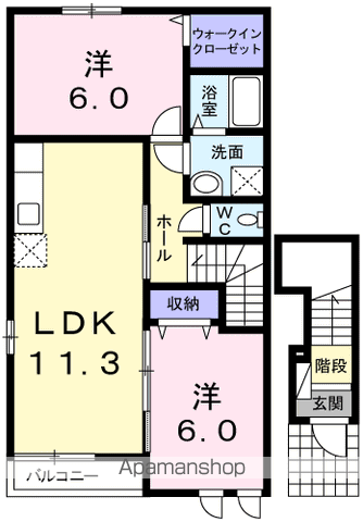 アニメートミササ(2LDK/2階)の間取り写真